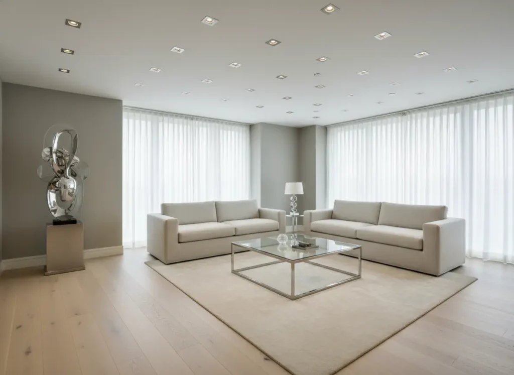 minimalist lounge downlights
