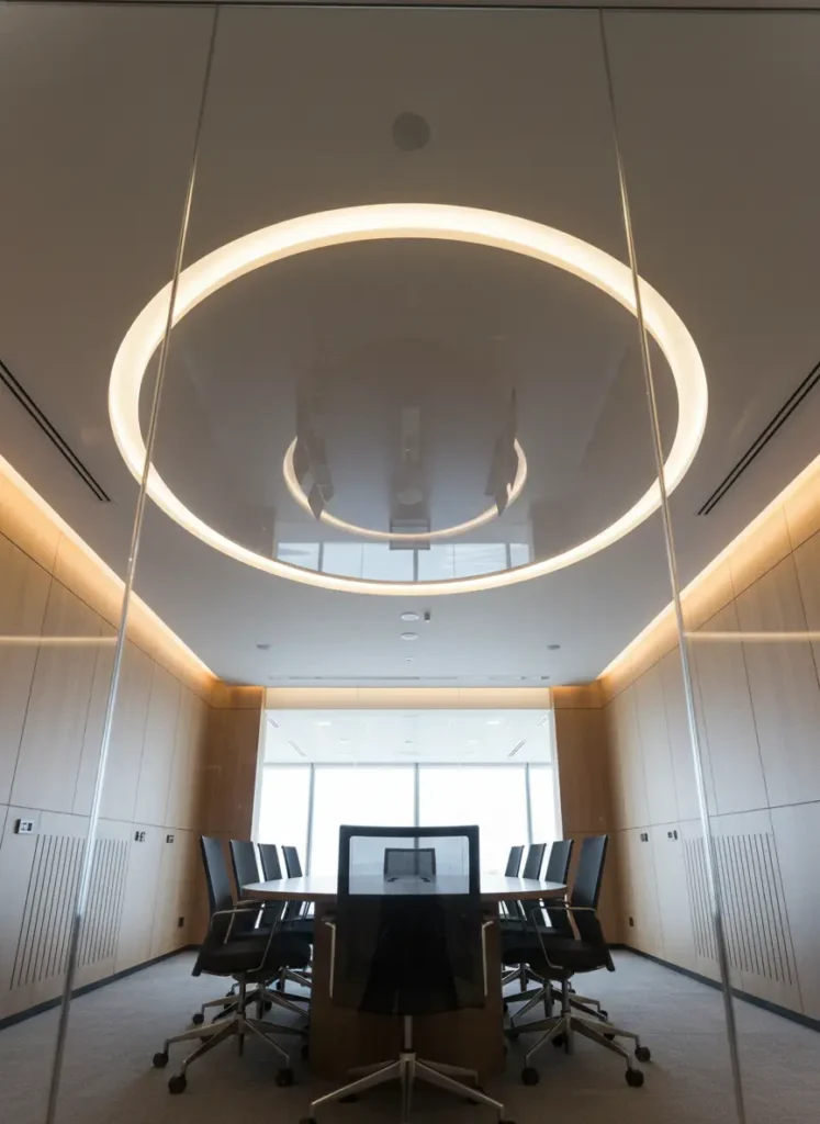 tiered glossy meeting room